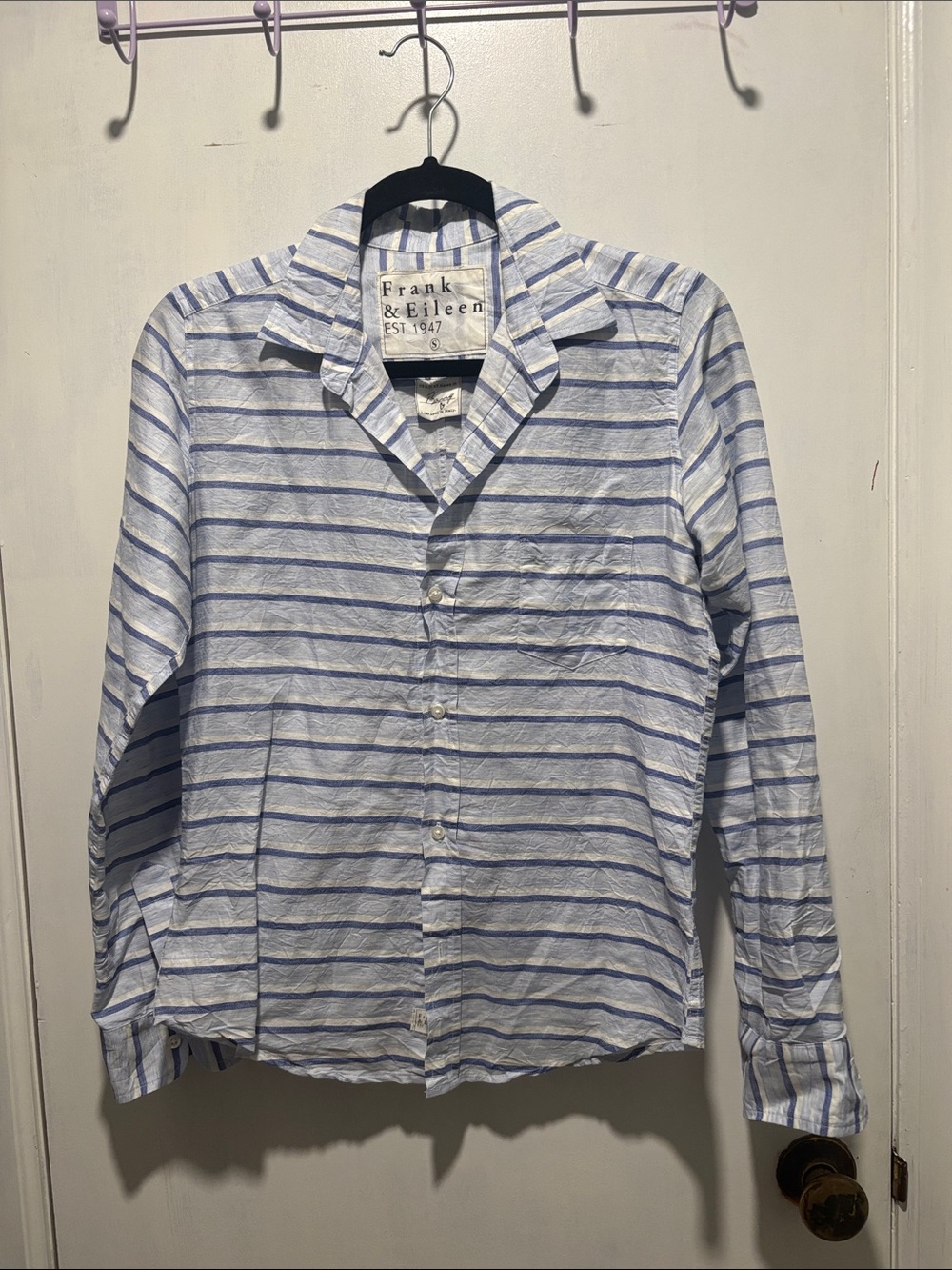 FRANK & EILEEN Barry cotton stripe button down top - Picture 1 of 5